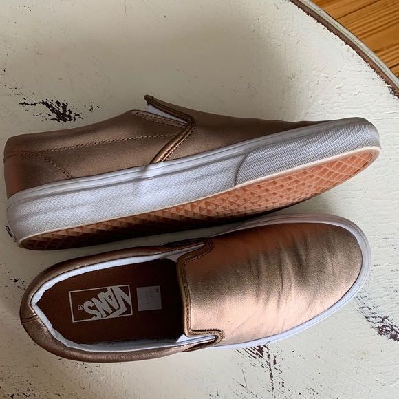 Vans Rose Gold Metallic Slip on Sneakers - Picture 2 of 6